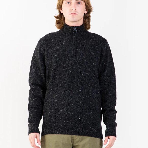 Barbour Men's Essential Tisbury Half Zip Lambswool Blend Sweater, Size Sm, Black - Picture 5 of 14